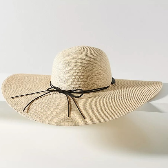 🆕 Anthropologie Bead-Trimmed Paper Sun Hat - Picture 6 of 7